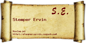 Stemper Ervin névjegykártya